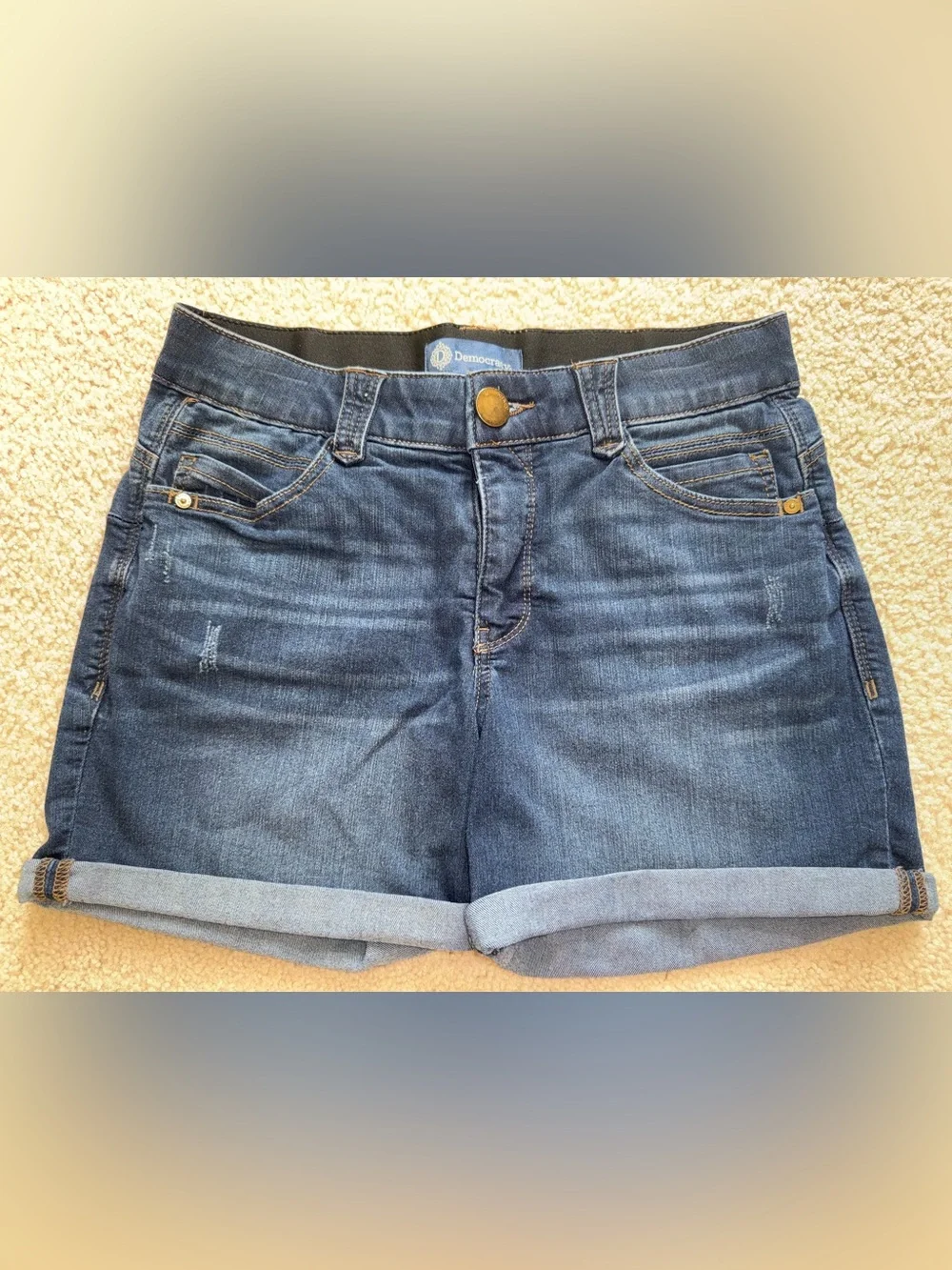 Democracy “Ab” Solution Women's Dark Blue Denim Rolled Cuff Shorts - Size 6